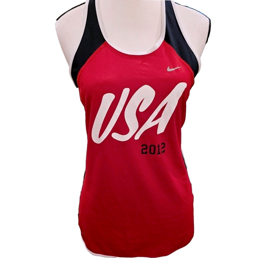 Nike Team USA Olympics Racerback Tank Top Womens Medium Red Dri-Fit Track Field
